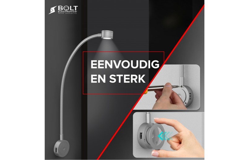 LED Bedlampje met flexibele arm, dimfunctie en USB ( 1 stuk)