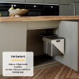 Uittrekbare Inbouw afvalbak 2x20 liter hangend zijwand montage