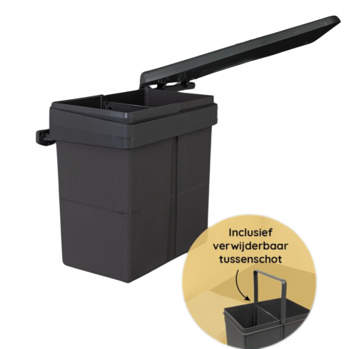 Afvalbak inbouw 20 liter antraciet (of 2x10 liter)