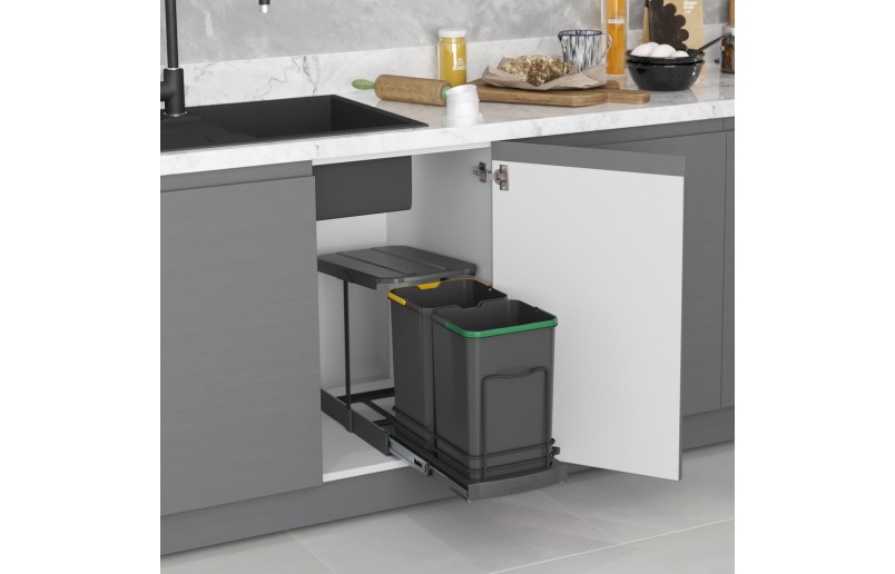 Uittrekbare inbouw afvalbak 2x12 liter 