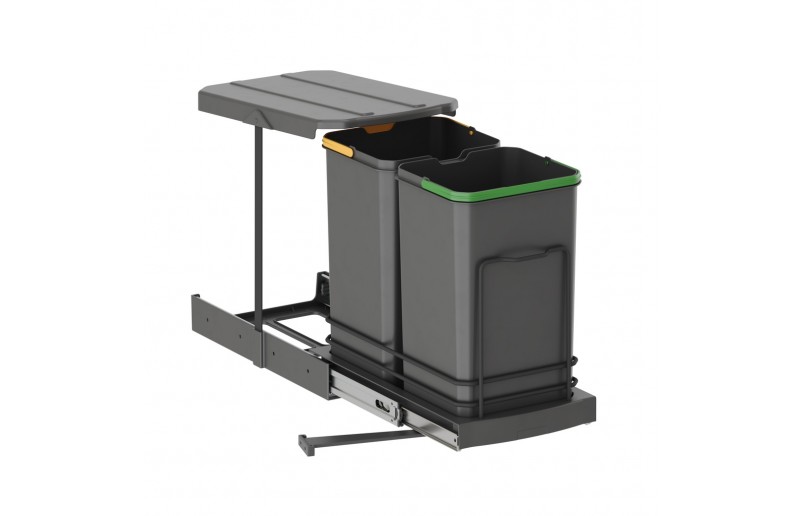 Uittrekbare inbouw afvalbak 2x12 liter 
