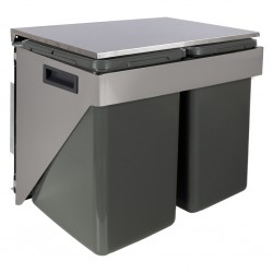 Uittrekbare Inbouw afvalbak 2x20 liter hangend zijwand montage