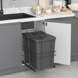 Uittrekbare inbouw afvalbak 2x35 liter antraciet 
