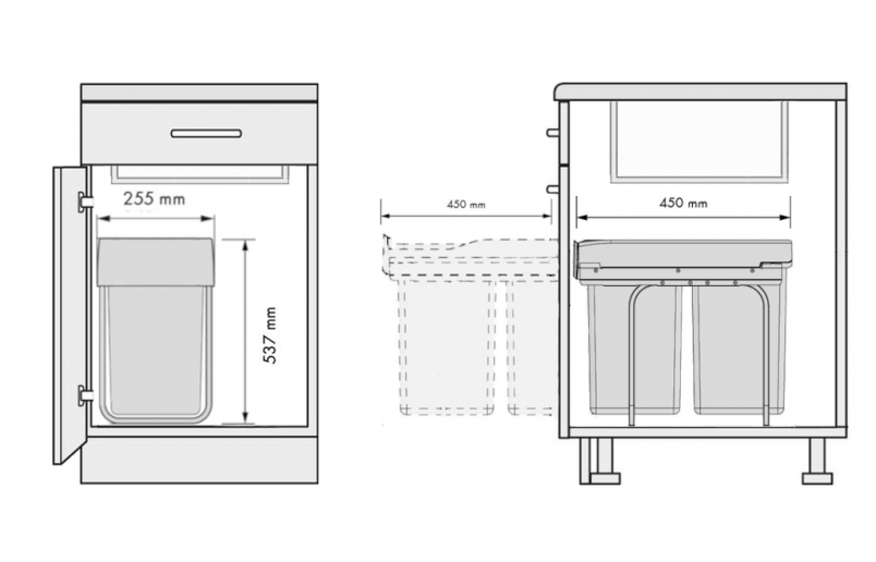 Inbouw afvalbak 40 liter