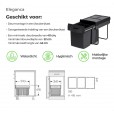Inbouw afvalbak 2x20 liter - AFB220L