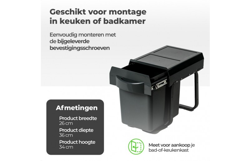 Inbouw afvalbak 16 liter - AFB16L