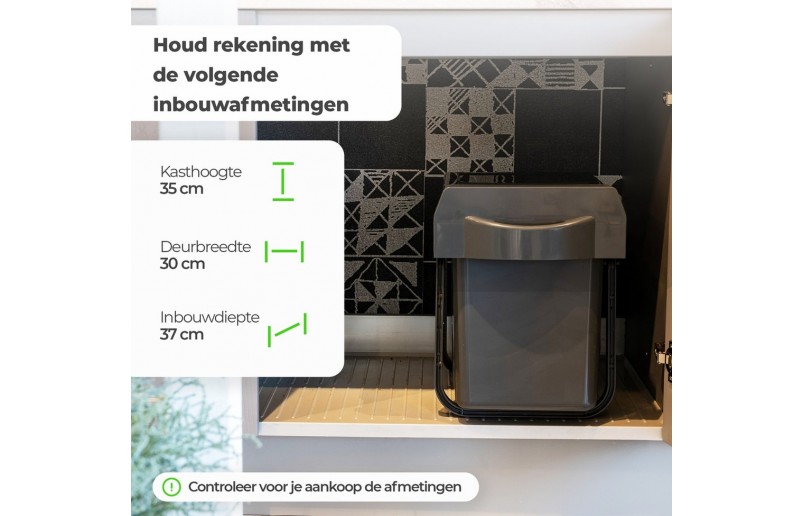 Inbouw afvalbak 16 liter - AFB16L