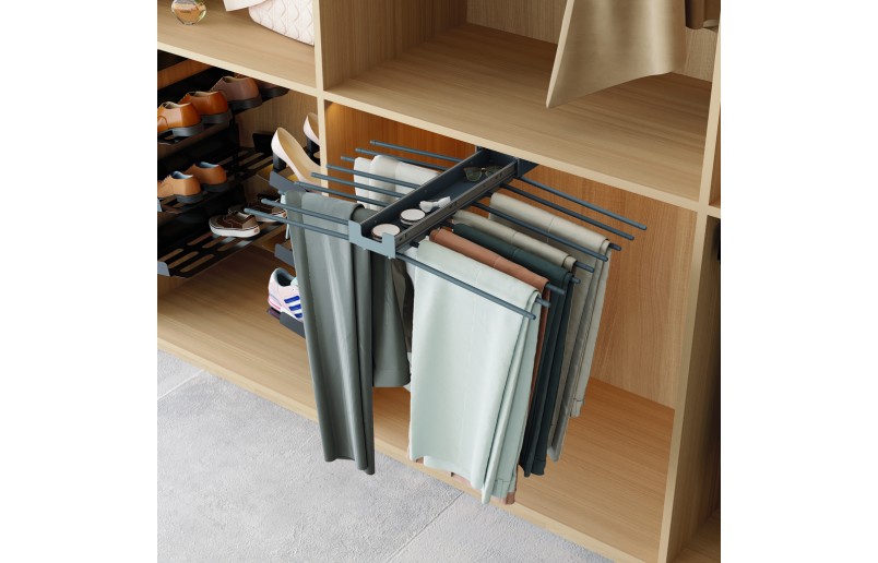 Uittrekbaar pantalonrek Excellent voor 18 pantalons antraciet