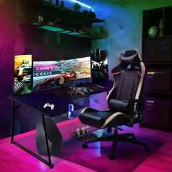 Gaminig bureau Neon recht model met hoekverbreding zwart