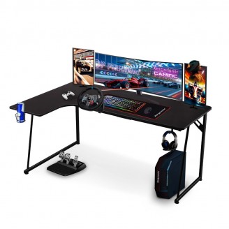 Gaminig bureau Neon recht model met hoekverbreding zwart