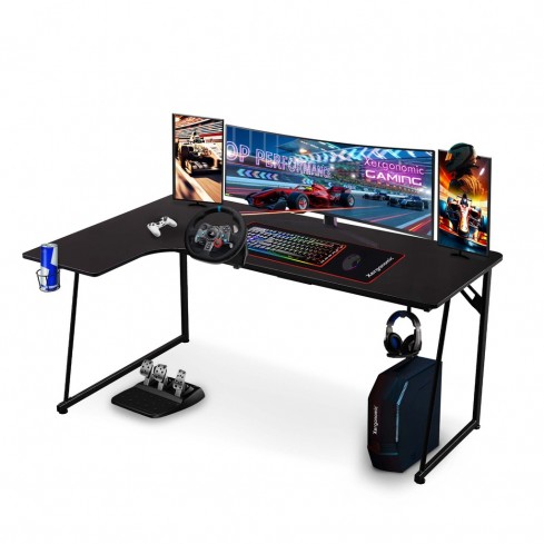 Gaminig bureau Neon recht model met hoekverbreding zwart