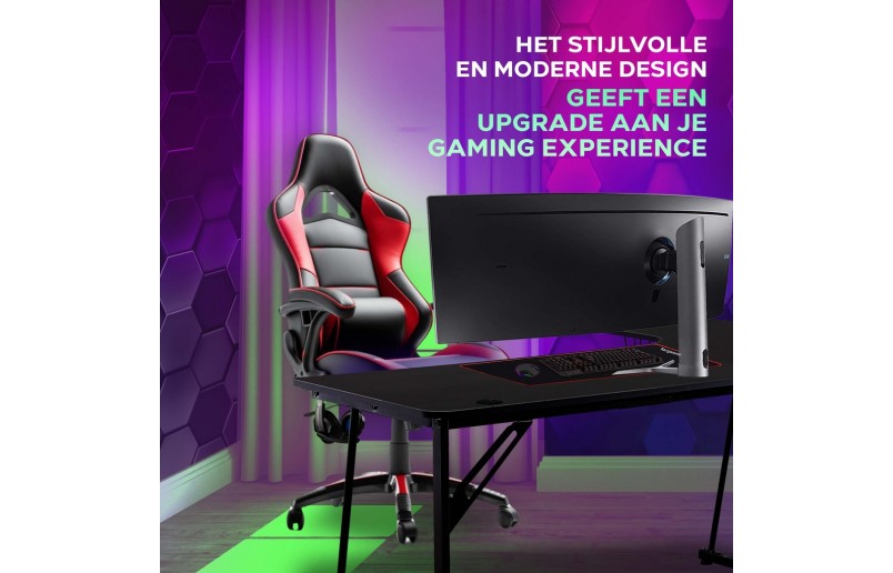 Gaminig bureau Neon recht model met hoekverbreding zwart