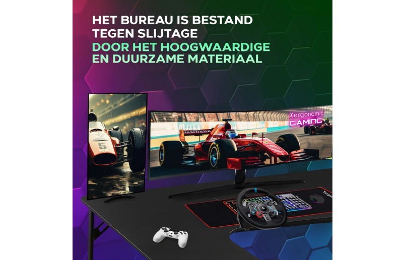 Gaminig bureau Neon recht model met hoekverbreding zwart