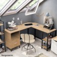 Hoekbureau met lade en legplanken zwart/naturel op=op