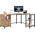 Hoekbureau met lade en legplanken zwart/naturel op=op