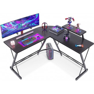 Gaming hoekbureau Dex zwart houtnerf topblad