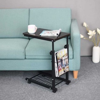 Laptoptafel  zwart - bijzettafel / bedtafel verstelbaar en verrijdbaar