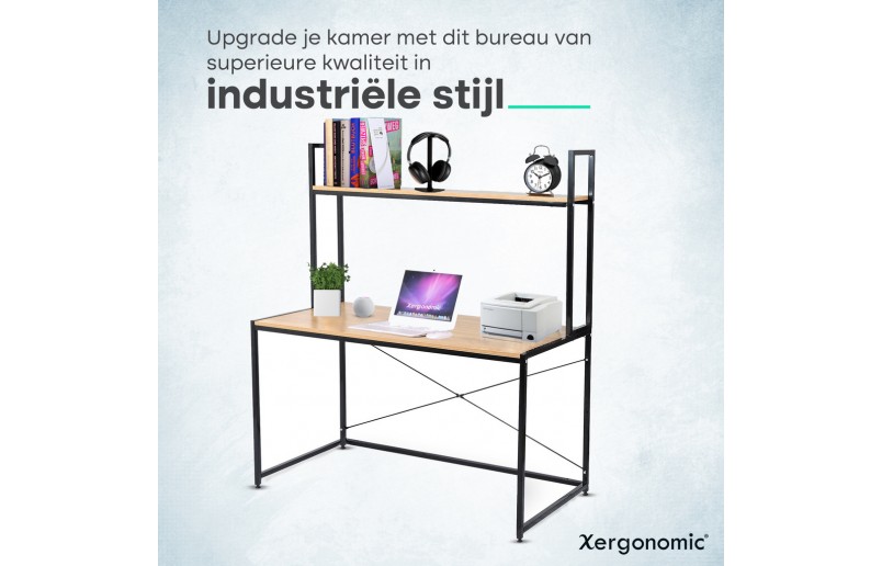 Industrieel bureau met etage 120x60x140 cm op=op