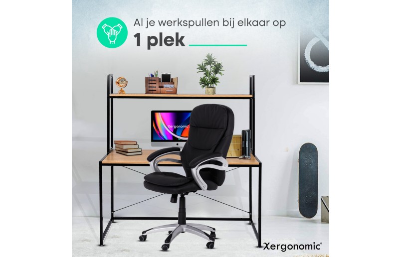 Industrieel bureau met etage 120x60x140 cm op=op