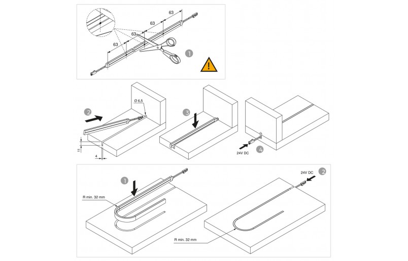 Flexibele ledstrip 2700K voor groef van 4x11 mm, lengte 5040 mm