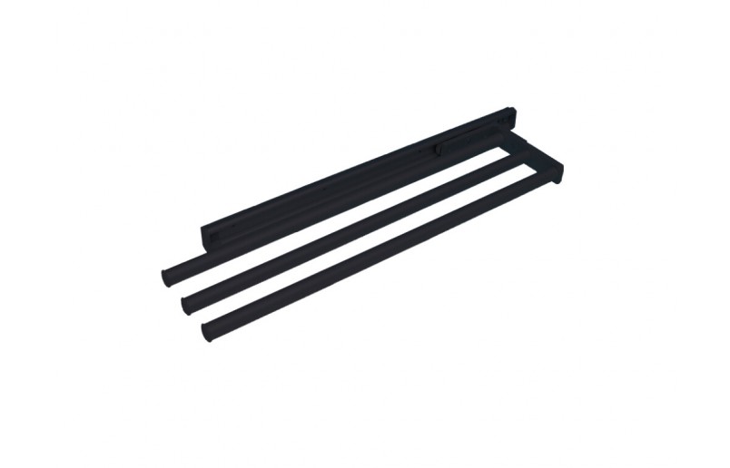 Handdoekhouder uittrekbaar zwart aluminium met 3 armen