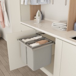 Stoffen uittrekbare wasbare wasmand/wassorteerder 40+40 liter voor kastfront 600 mm