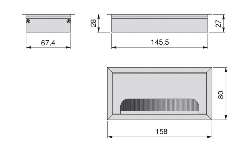 Kabeldoorvoer rechthoekig