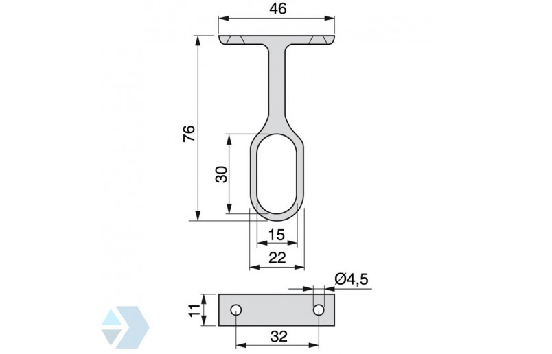 Kastbuis / roede middensteun ovaal