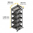 Uittrekframe voor keukenkasten met hoogte 148 cm en kastbreedte 600 mm