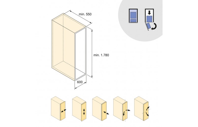 Uittrekframe voor keukenkasten met hoogte 148 cm en kastbreedte 600 mm