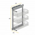 Uittrekframe met wandbevestiging links voor keukenkasten met kastbreedte 300 mm