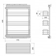 Uittrekframe met wandbevestiging links voor keukenkasten met kastbreedte 300 mm