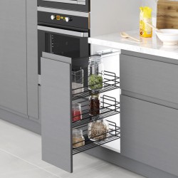 Uittrekframe met wandbevestiging links voor keukenkasten met kastbreedte 300 mm