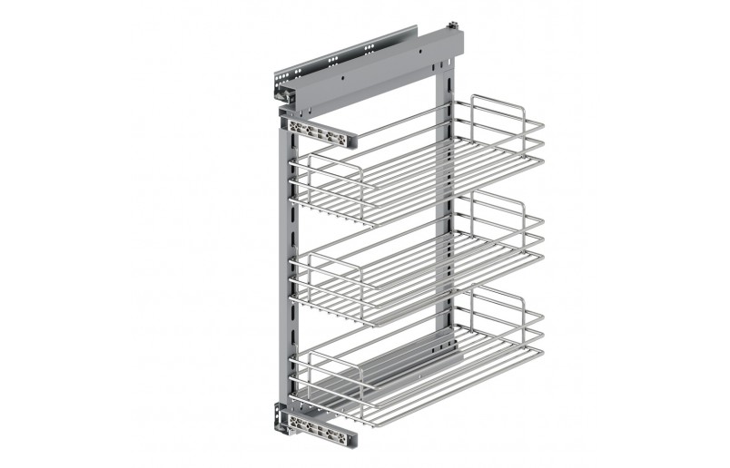 Uittrekframe met wandbevestiging links voor keukenkasten met kastbreedte 300 mm