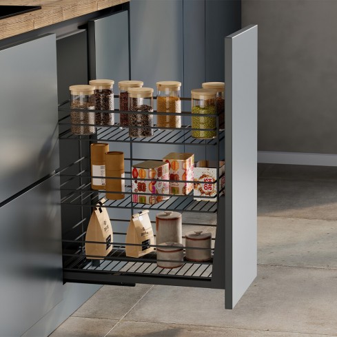 Uittrekframe met 3 manden voor keukenkasten met kastbreedte 300 mm 