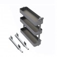 Uittrekbaar potten- en flessenrek met 3 plateaus voor keukenkaste met breedte 200 mm