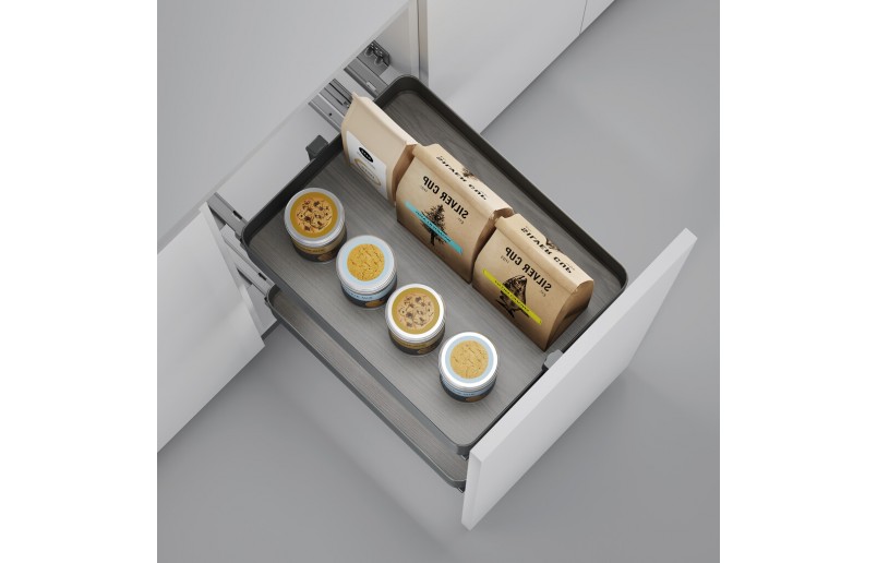 Uittrekframe met 2 opberg plateaus voor keukenkasten met breedte 300 mm