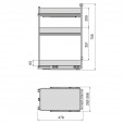 Uittrekframe met 3 opberg plateaus voor keukenkasten met breedte 300 mm