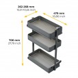 Uittrekframe met 3 opberg plateaus voor keukenkasten met breedte 300 mm