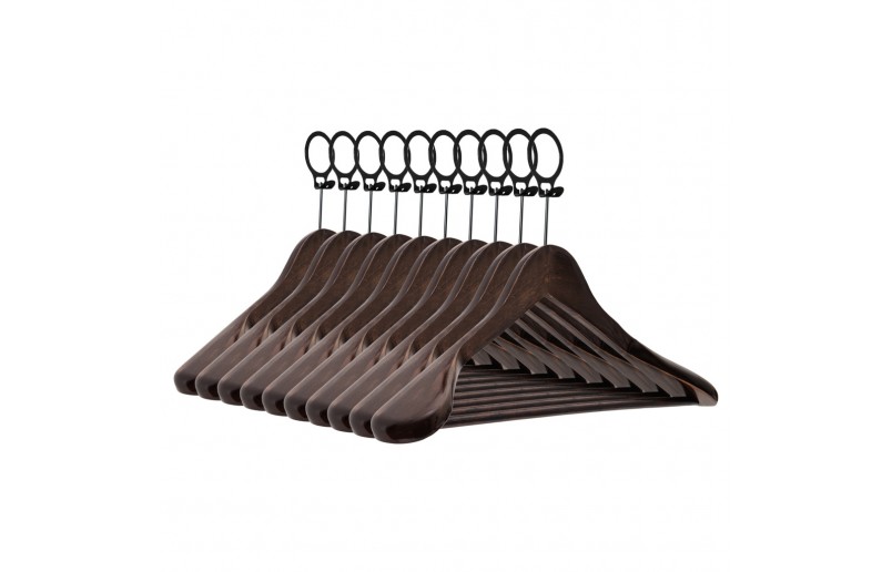 Kledinghanger / hotelhanger lux A kwaliteit, antique gelakt, anti diefstal ring