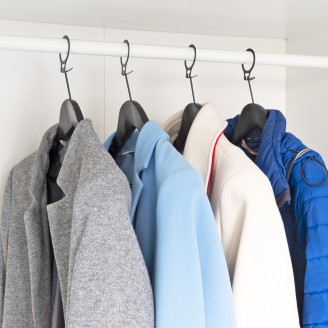 Kledinghanger / hotelhanger lux A kwaliteit, zwart gelakt, anti diefstal ring