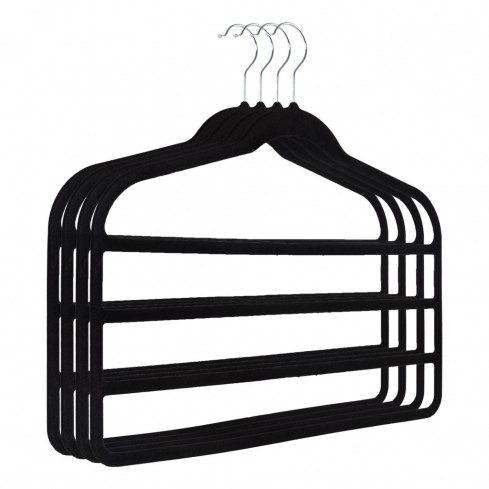 Broekenhanger velvet met 4 etages    (5 stuks) 