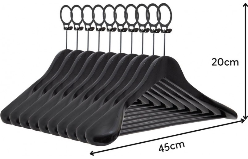 Kledinghanger / hotelhanger lux A kwaliteit, zwart gelakt, anti diefstal ring