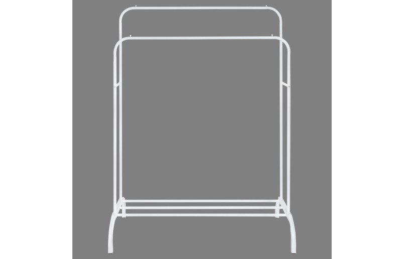 Eleganca kledingrek met 2 stangen en schoenenplank, wit metaal