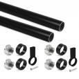 Kledingroede rond zwart (2 stuks ) in complete set, lengte 115 cm