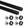 Kledingroede rond zwart (2 stuks ) in complete set, lengte 75 cm