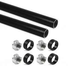Kledingroede rond zwart (2 stuks ) in complete set, lengte 75 cm