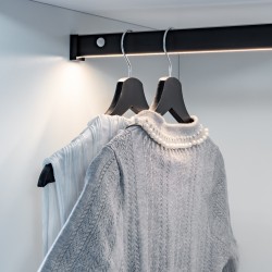 Kledingroede ovaal zwart aluminium, lengte 90 - 120 -150 - 200 cm