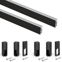 Kledingroede zwart rechthoekig (2 stuks) in complete set 115 cm lang