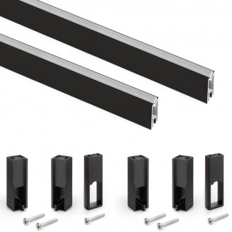 Kledingroede zwart rechthoekig (2 stuks) in complete set 115 cm lang
